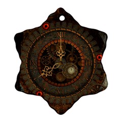 Steampunk, Awesome Clocks Snowflake Ornament (two Sides) by FantasyWorld7