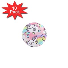 Unicorn Rainbow 1  Mini Magnet (10 Pack)  by Nexatart