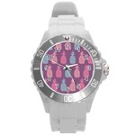 Pineapple Pattern Round Plastic Sport Watch (L) Front