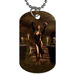 The Dark Side, Dark Fairy With Skulls In The Night Dog Tag (two Sides) by FantasyWorld7