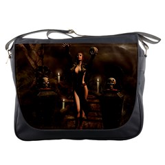 The Dark Side, Dark Fairy With Skulls In The Night Messenger Bags by FantasyWorld7