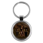 The Dark Side, Dark Fairy With Skulls In The Night Key Chains (Round)  Front