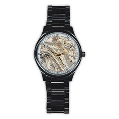 Background Structure Abstract Grain Marble Texture Stainless Steel Round Watch