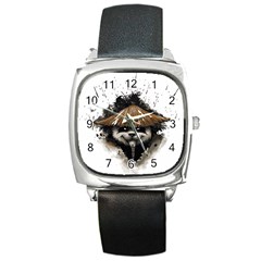 Warrior Panda T Shirt Square Metal Watch by AmeeaDesign