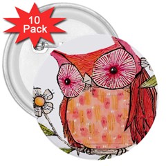 Summer Colourful Owl T Shirt 3  Buttons (10 Pack)  by AmeeaDesign