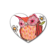 Summer Colourful Owl T Shirt Heart Coaster (4 Pack)  by AmeeaDesign