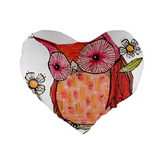 Summer Colourful Owl T Shirt Standard 16  Premium Heart Shape Cushions