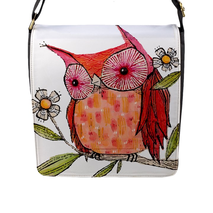 Summer Colourful Owl T Shirt Flap Messenger Bag (L) 