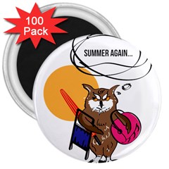 Owl That Hates Summer T Shirt 3  Magnets (100 Pack) by AmeeaDesign