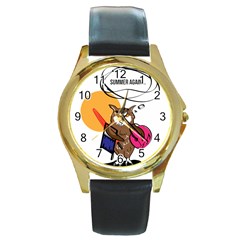 Owl That Hates Summer T Shirt Round Gold Metal Watch by AmeeaDesign