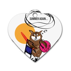 Owl That Hates Summer T Shirt Dog Tag Heart (two Sides) by AmeeaDesign