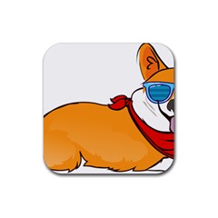 Corgi With Sunglasses And Scarf T Shirt Rubber Coaster (square) 