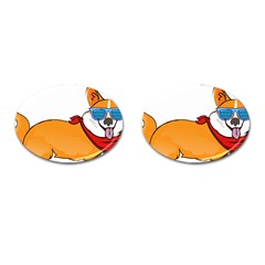 Corgi With Sunglasses And Scarf T Shirt Cufflinks (oval) by AmeeaDesign