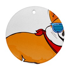 Corgi With Sunglasses And Scarf T Shirt Round Ornament (two Sides) by AmeeaDesign