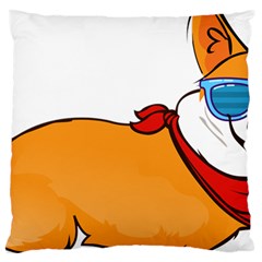 Corgi With Sunglasses And Scarf T Shirt Large Cushion Case (one Side)