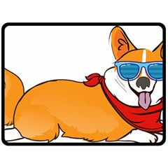 Corgi With Sunglasses And Scarf T Shirt Double Sided Fleece Blanket (large)  by AmeeaDesign