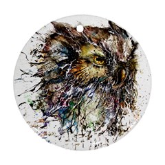 Angry And Colourful Owl T Shirt Round Ornament (two Sides) by AmeeaDesign