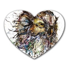 Angry And Colourful Owl T Shirt Heart Mousepads by AmeeaDesign