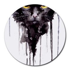 Angry Cat T Shirt Round Mousepads by AmeeaDesign