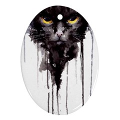 Angry Cat T Shirt Oval Ornament (two Sides) by AmeeaDesign