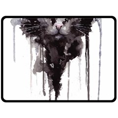 Angry Cat T Shirt Fleece Blanket (large)  by AmeeaDesign