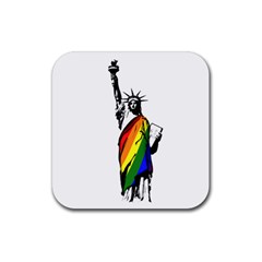 Pride Statue Of Liberty  Rubber Coaster (square)  by Valentinaart
