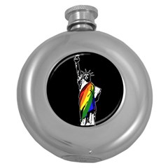 Pride Statue Of Liberty  Round Hip Flask (5 Oz) by Valentinaart