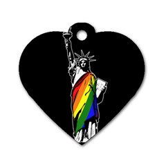 Pride Statue Of Liberty  Dog Tag Heart (two Sides) by Valentinaart