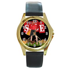 Sale Round Gold Metal Watch