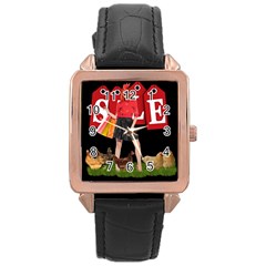 Sale Rose Gold Leather Watch 