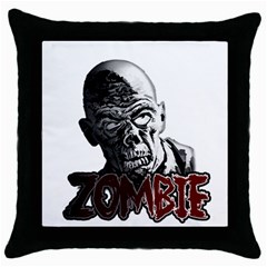 Zombie Throw Pillow Case (black) by Valentinaart