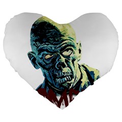 Zombie Large 19  Premium Flano Heart Shape Cushions by Valentinaart