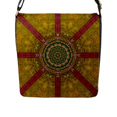 Mandala In Metal And Pearls Flap Messenger Bag (l)  by pepitasart