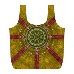 Mandala In Metal And Pearls Full Print Recycle Bags (l)  by pepitasart