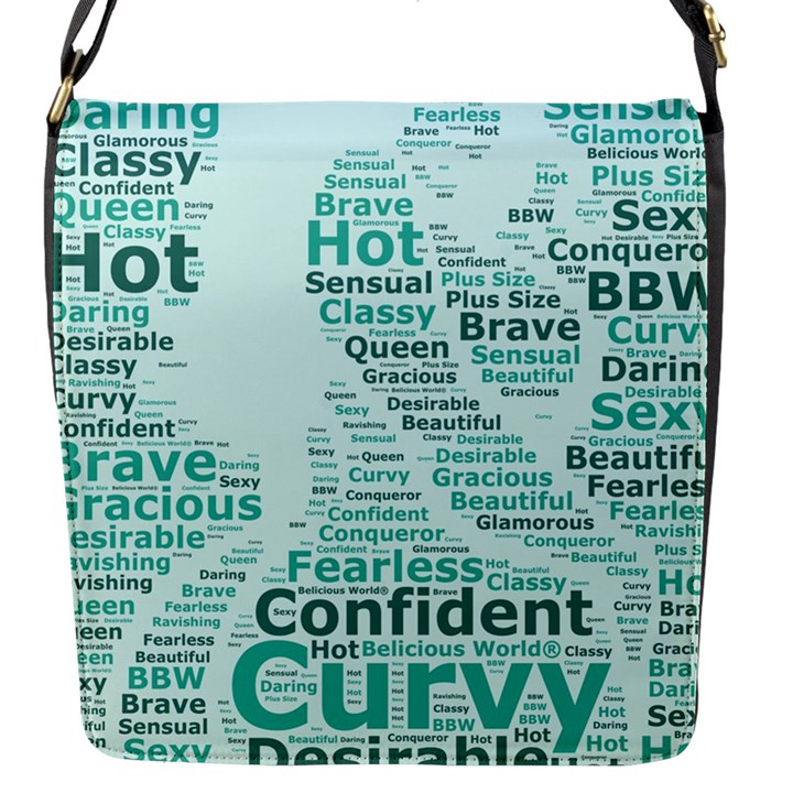 Belicious World Curvy Girl Wordle Flap Messenger Bag (S)