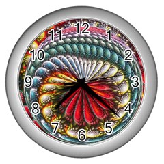 Circles Lines Background  Wall Clocks (Silver) 