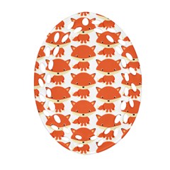 Cute Little Fox Pattern Ornament (oval Filigree) by paulaoliveiradesign