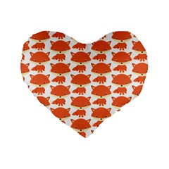 Cute Little Fox Pattern Standard 16  Premium Flano Heart Shape Cushions