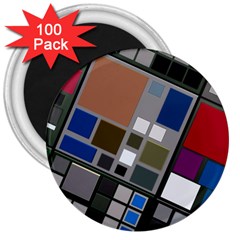 Abstract Composition 3  Magnets (100 Pack) by Nexatart