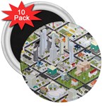 Simple Map Of The City 3  Magnets (10 pack)  Front