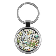 Simple Map Of The City Key Chains (round)  by Nexatart