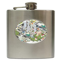 Simple Map Of The City Hip Flask (6 Oz) by Nexatart