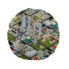 Simple Map Of The City Standard 15  Premium Flano Round Cushions by Nexatart