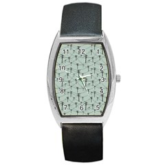 Telephone Lines Repeating Pattern Barrel Style Metal Watch