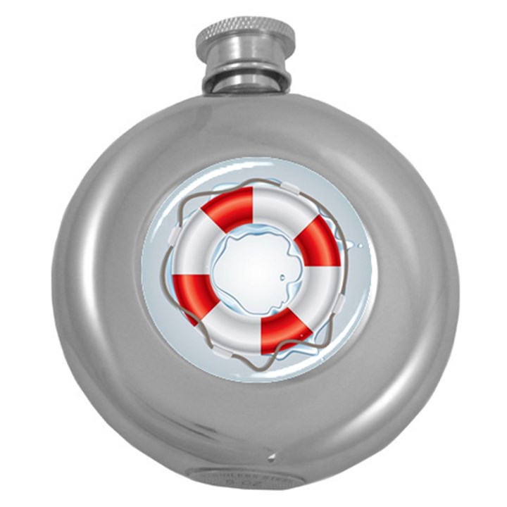 Spare Tire Icon Vector Round Hip Flask (5 oz)