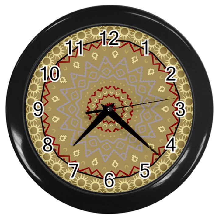 Mandala Art Ornament Pattern Wall Clocks (Black)