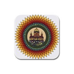 Building Mandala Palace Rubber Square Coaster (4 Pack)  by Nexatart