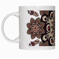 Mandala Pattern Round Brown Floral White Mugs by Nexatart