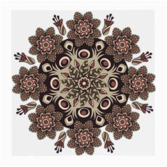 Mandala Pattern Round Brown Floral Medium Glasses Cloth (2-side)