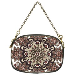 Mandala Pattern Round Brown Floral Chain Purses (one Side) 